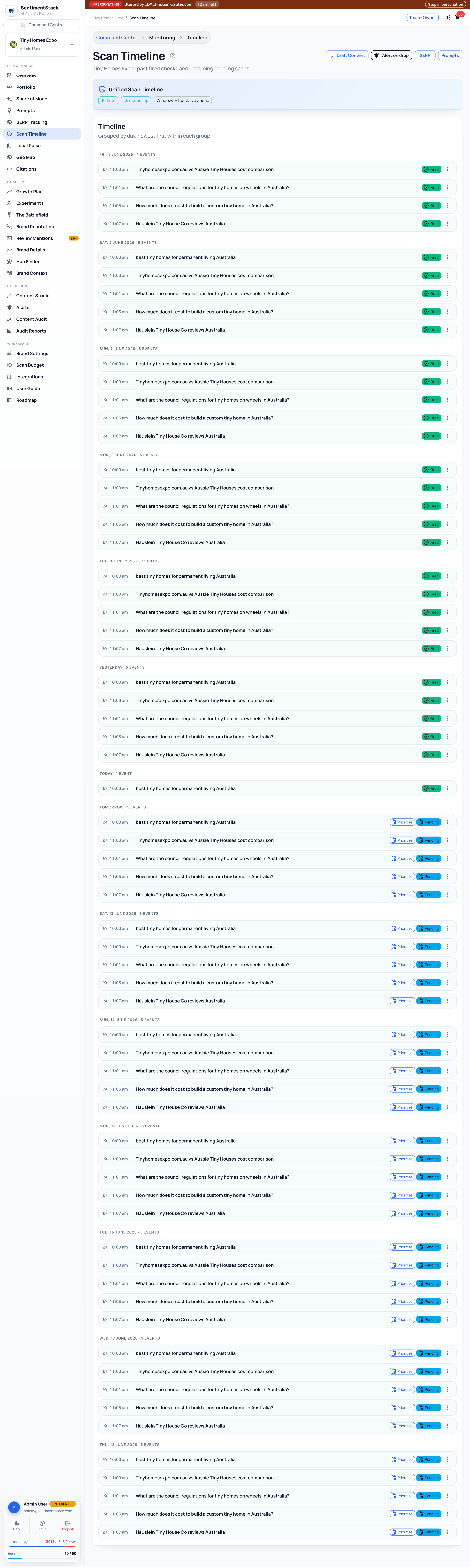 Scan timeline