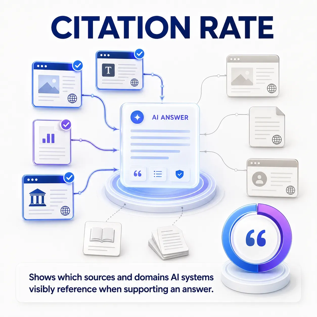 Citation rate shows which sources and domains AI systems visibly reference