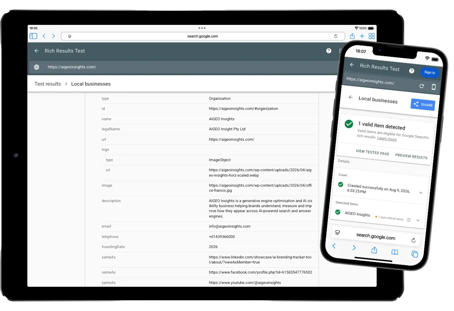 structured data google snippets test mobile devices