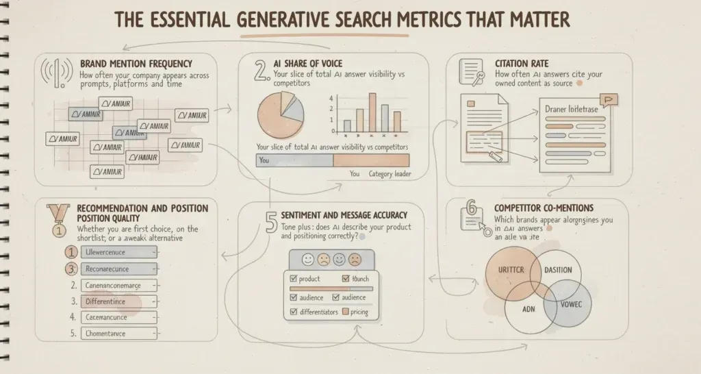 9 Essential Generative Search Metrics to Track Infographic